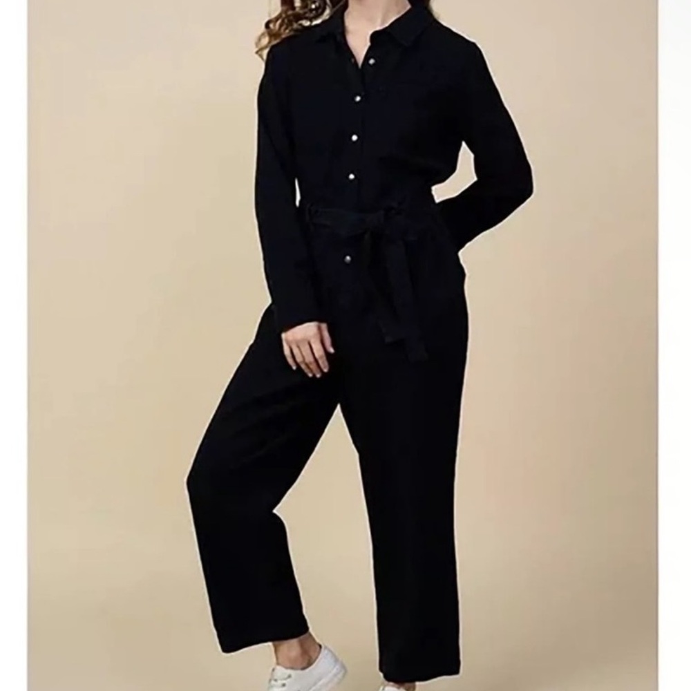 Skies Are Blue Cotton‎ Utility Jumpsuit Black Denim Medium New With Tags